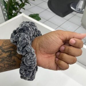 Crochet Charcoal Velvet Luxe Scrunchie – Ultra Soft & Stylish